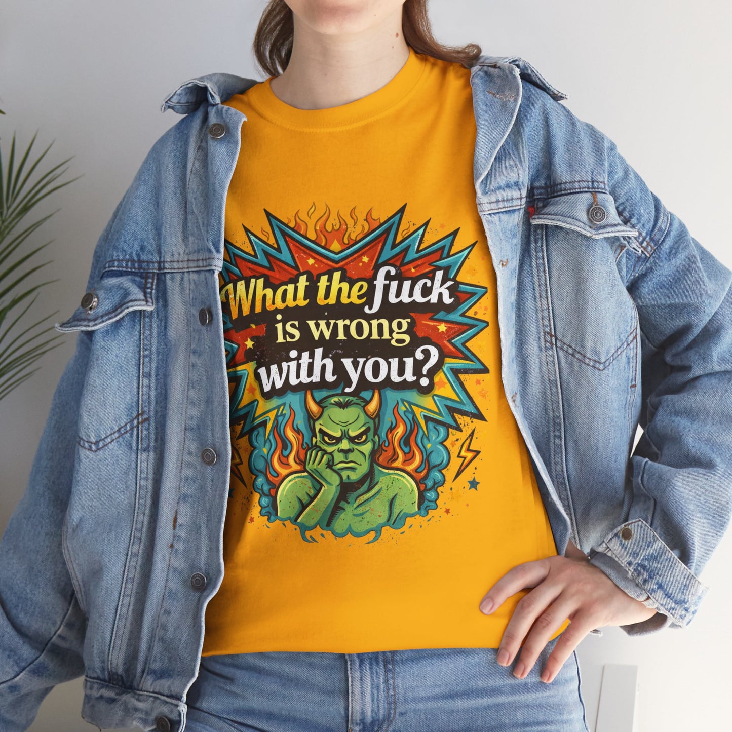 Graphic Tee — "What the F**k Is Wrong With You?" Retro Demon Design