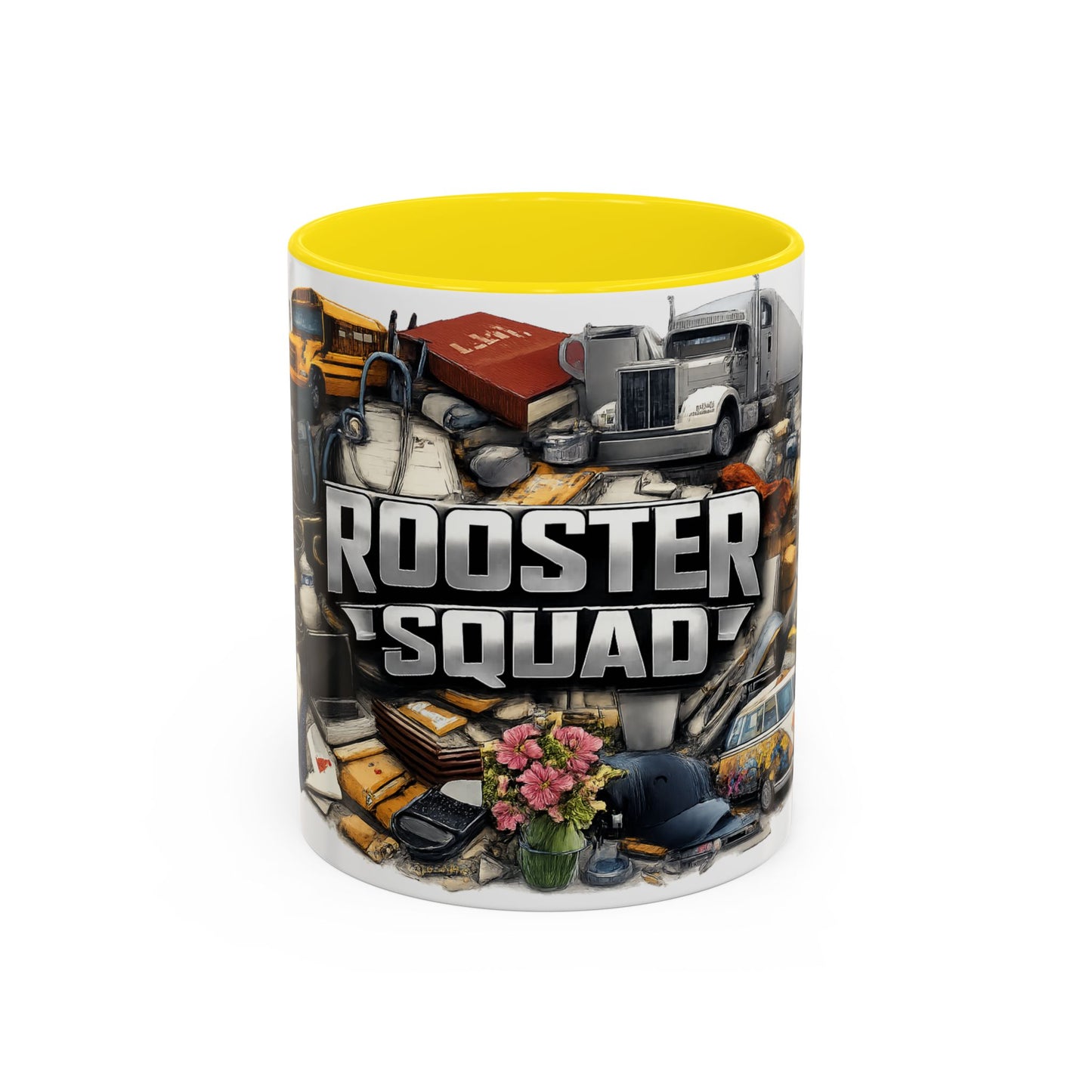 Rooster Squad Accent Coffee Mug — 'Rooster Squad, Loud and Proud' Bright Ceramic Mug
