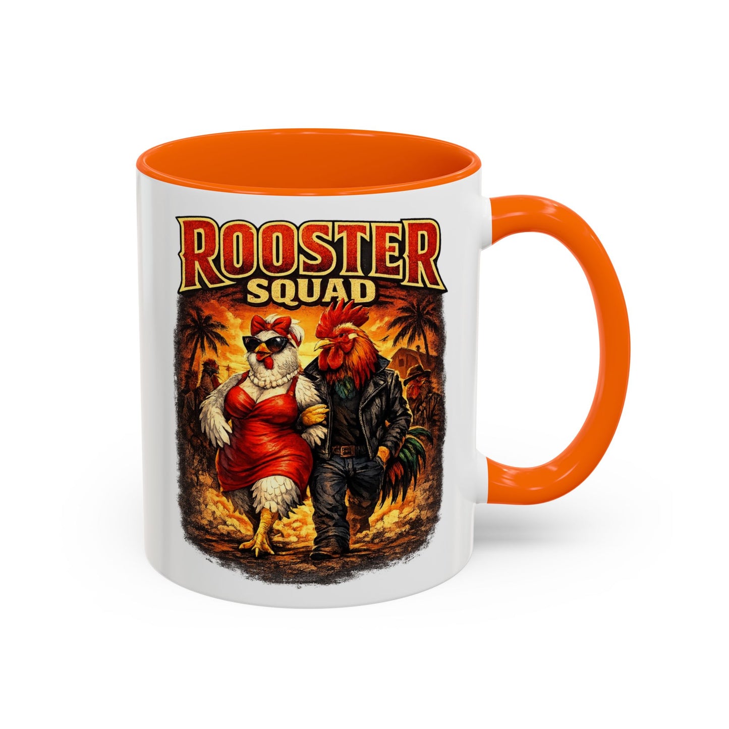 BIG ROOSTER ENERGY: Rooster Squad Coffee Mug – Retro Tropical Rooster Couple Accent Mug (11/15oz)