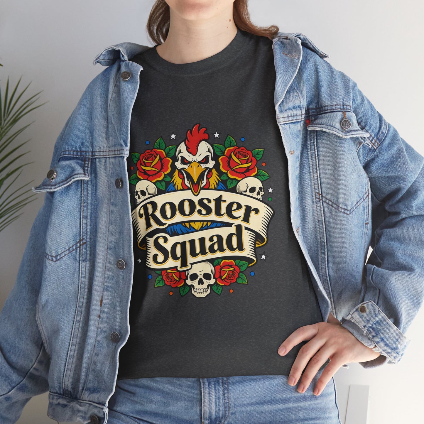 Rooster Squad T-Shirt — Vintage Tattoo Floral Rooster Tee