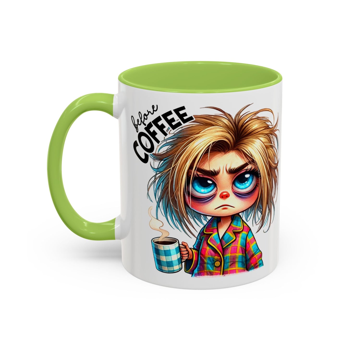 Accent Coffee Mug — Cute Blonde 'Fully Caffeinated' Coffee Lover Gift (11/15 oz)