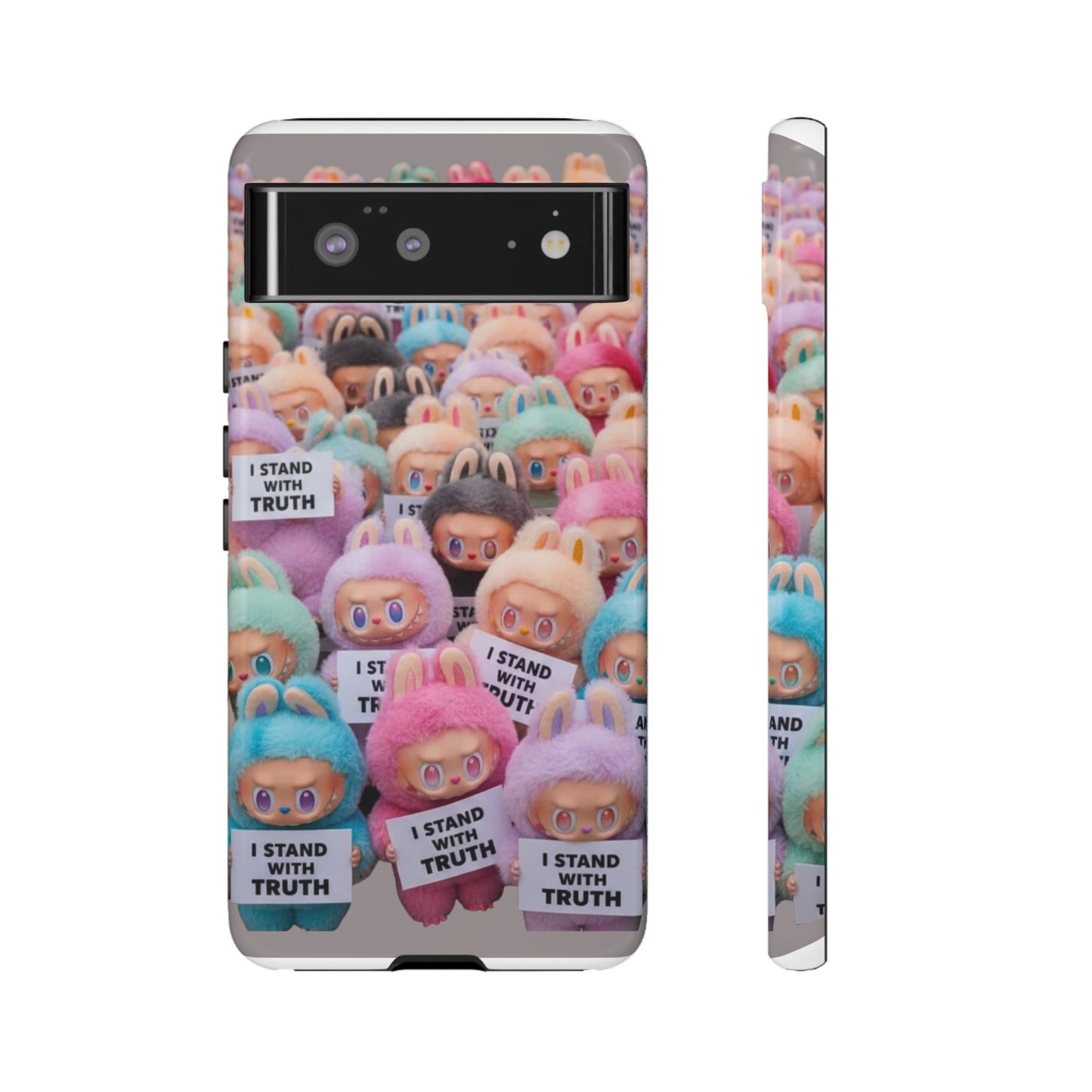 Cute Labubu  Phone Case — "I Stand With Truth" Pastel Doll Design