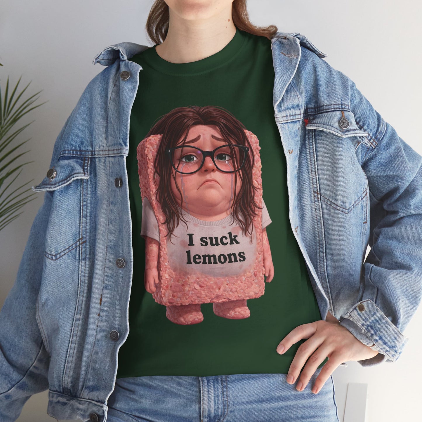 Graphic Tee — Cute Sad SPAM  Character with 'I suck lemons' Slogan