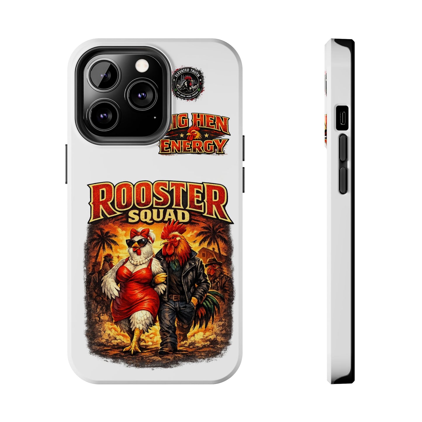 Rooster Squad Tough Phone Case – "Big Hen Energy" Retro Chicken Couple Design