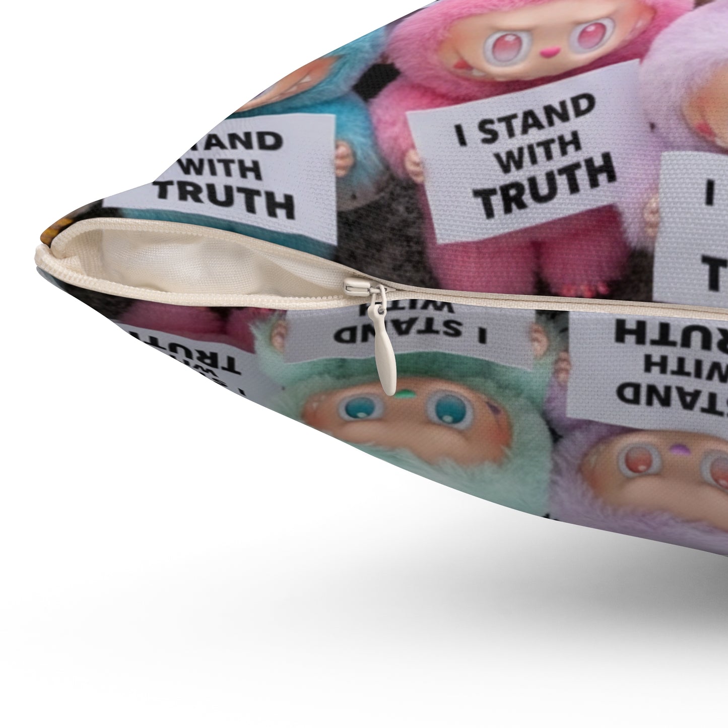 Cute LABUBU Decorative Pillow — "I Stand With Truth"