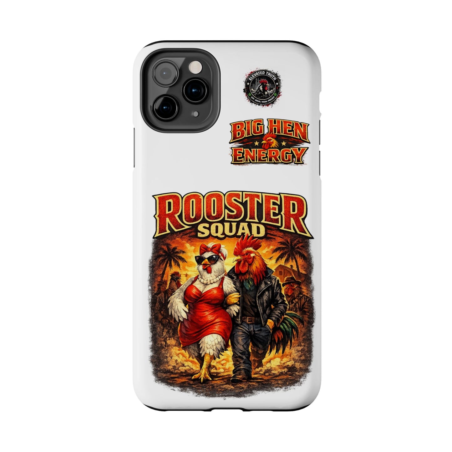 Rooster Squad Tough Phone Case – "Big Hen Energy" Retro Chicken Couple Design