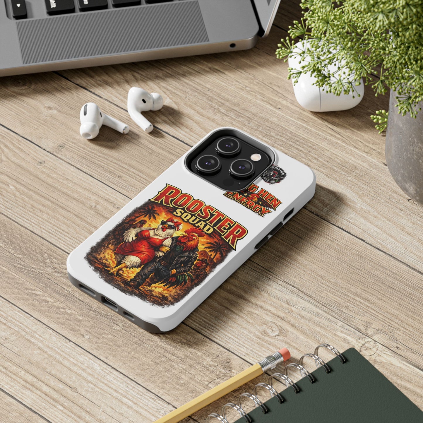 Rooster Squad Tough Phone Case – "Big Hen Energy" Retro Chicken Couple Design