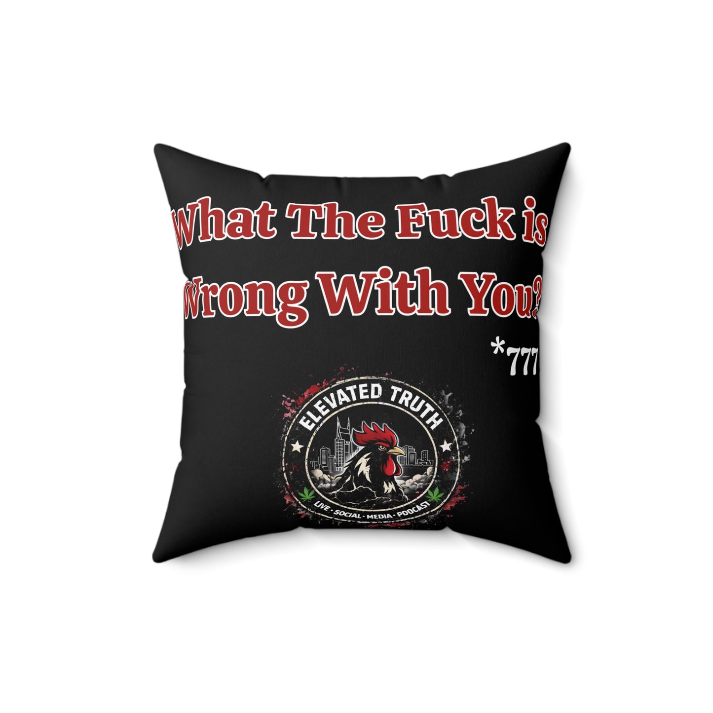 Funny Graphic Throw Pillow — "The Exceptionally Average Yard Sale" & Bold Red ET Logo