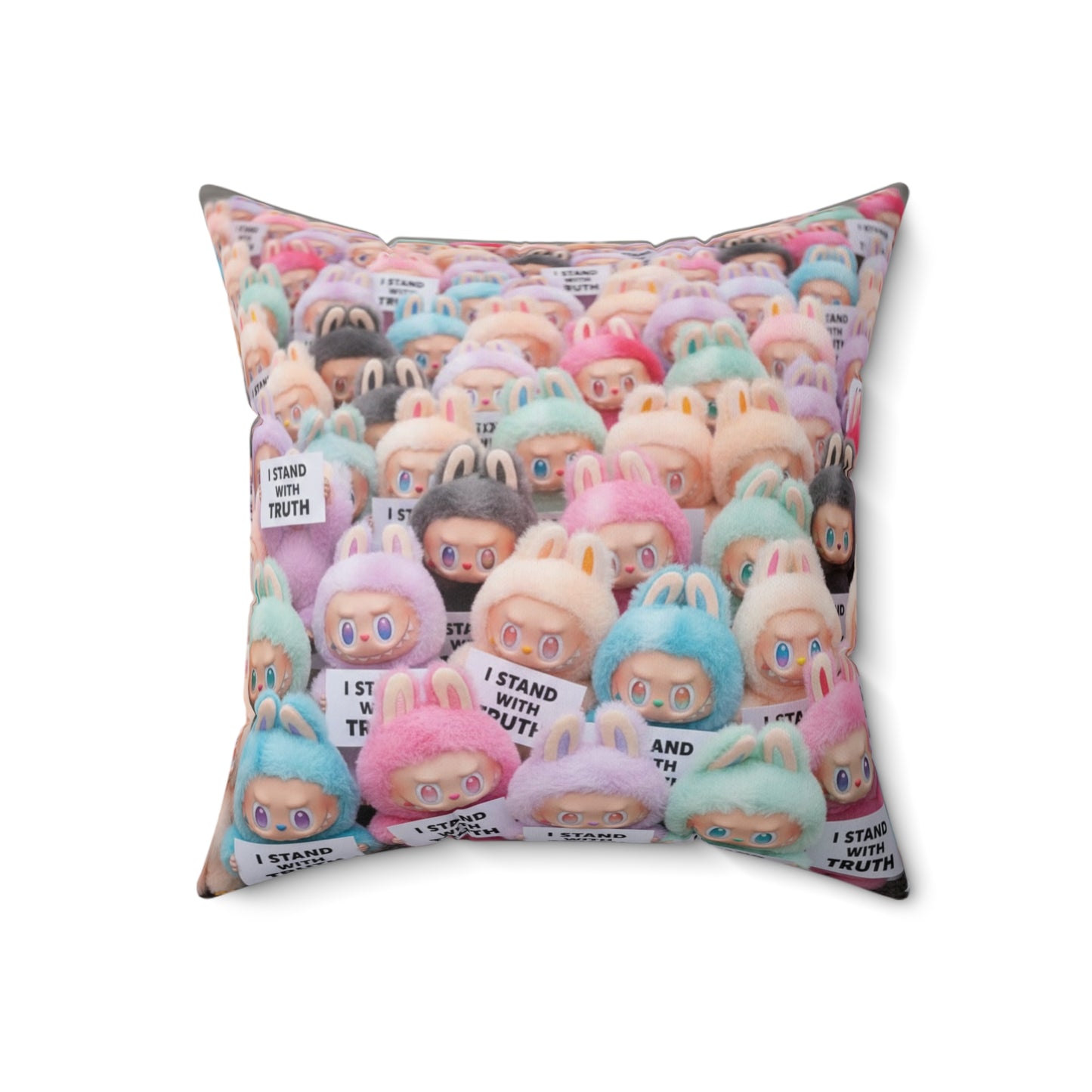 Cute LABUBU Decorative Pillow — "I Stand With Truth"