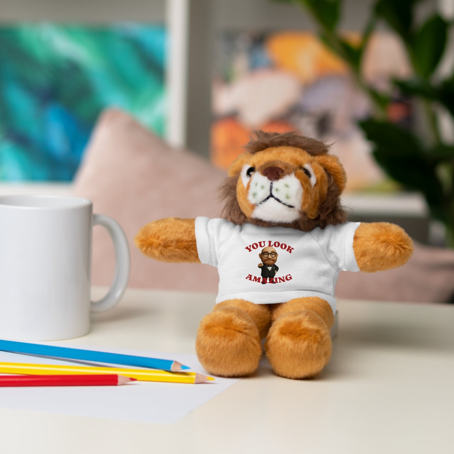 Fluffy Bear Plush with "You Look Amazing" Tee — Cute Gift for Friends & Loved Ones