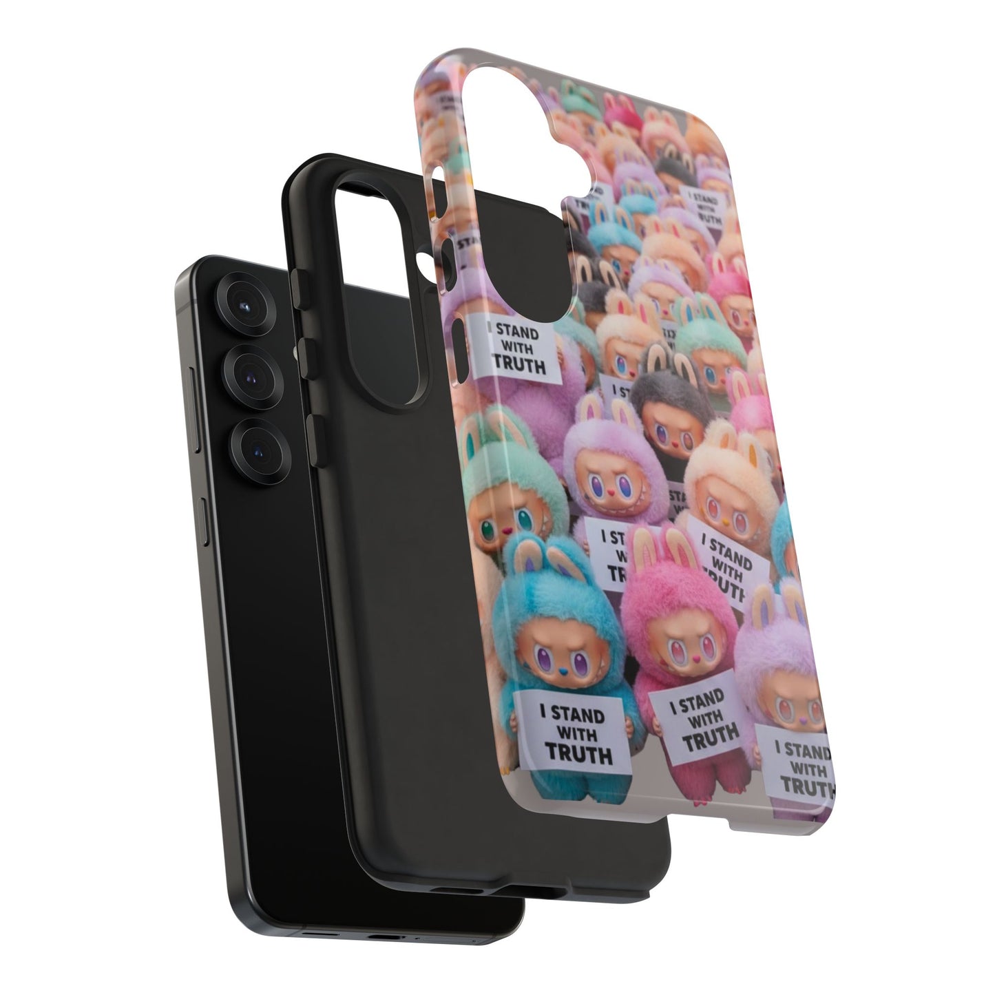 Cute Labubu  Phone Case — "I Stand With Truth" Pastel Doll Design