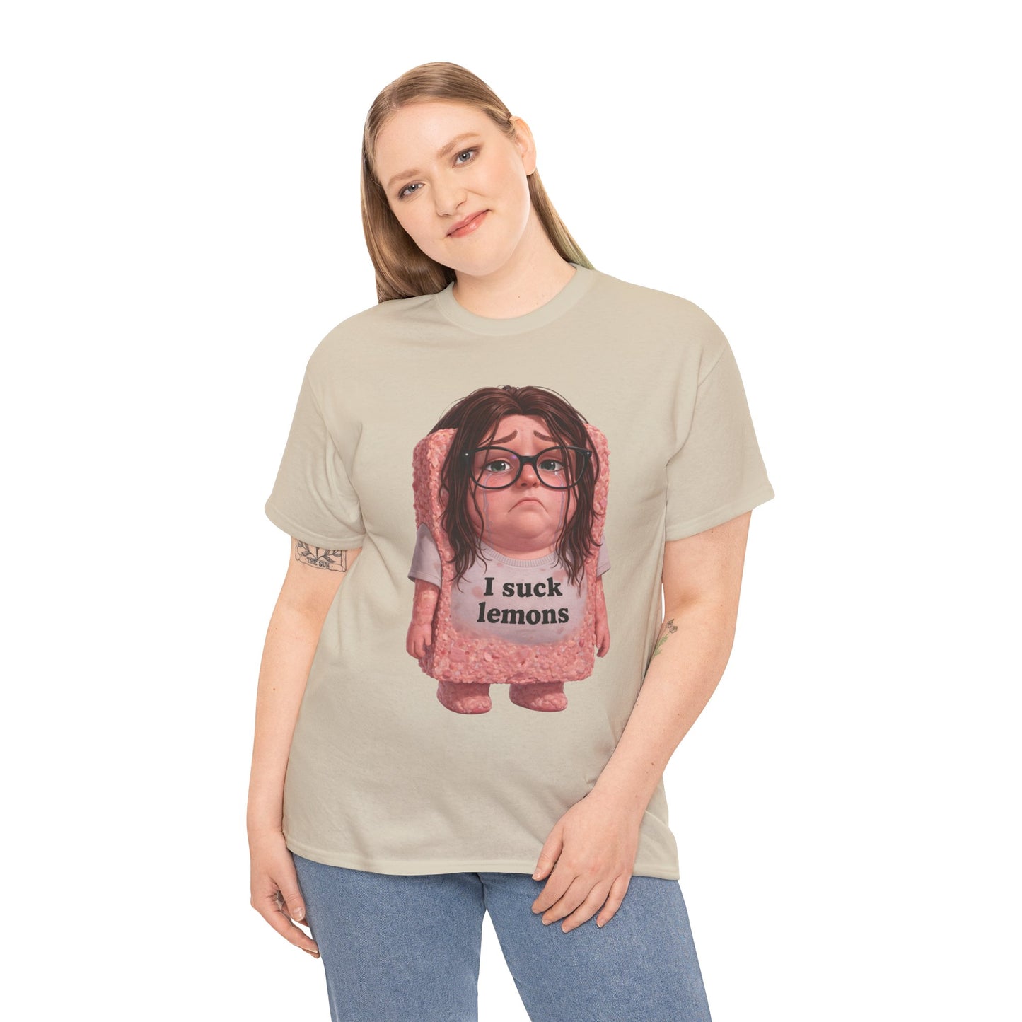 Graphic Tee — Cute Sad SPAM  Character with 'I suck lemons' Slogan