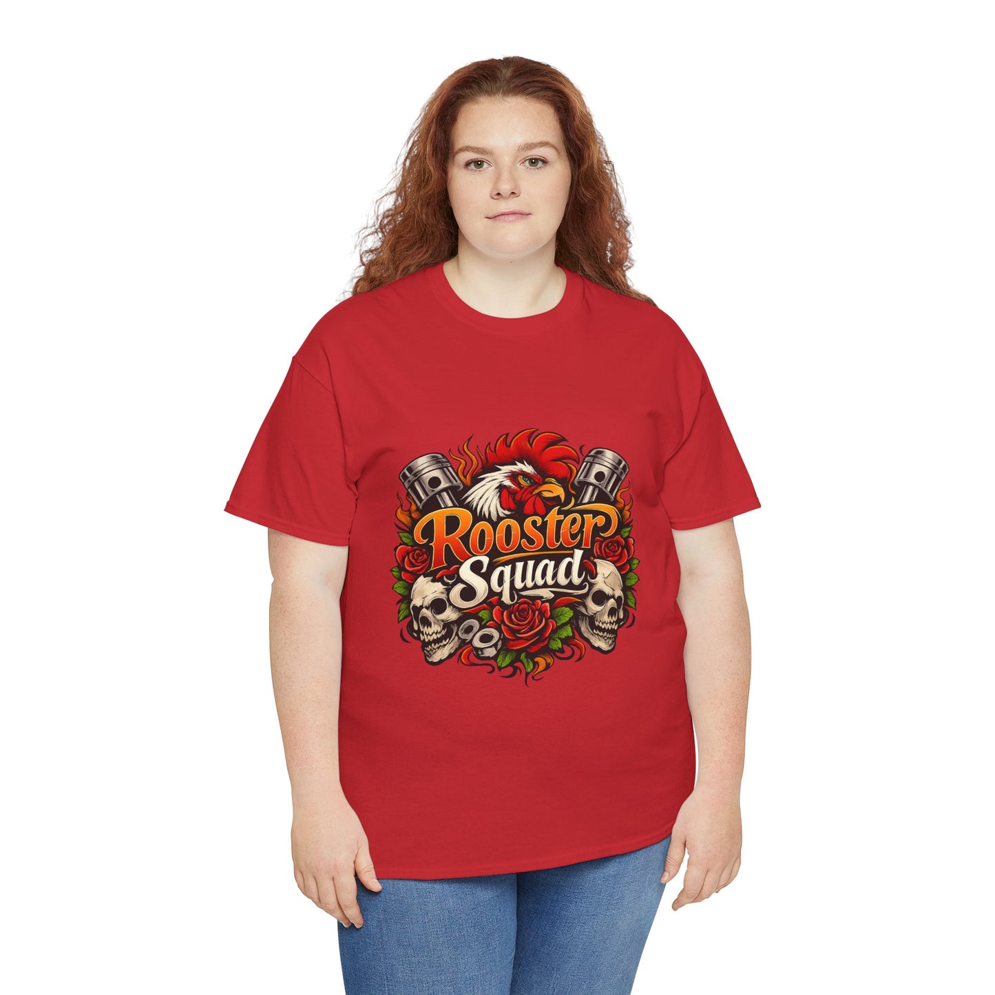 Rooster Squad Graphic Tee — Retro Skull & Pistons Vintage Motorcycle Shirt