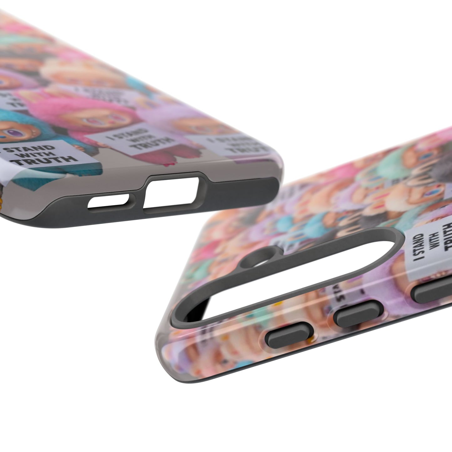 Cute Labubu  Phone Case — "I Stand With Truth" Pastel Doll Design