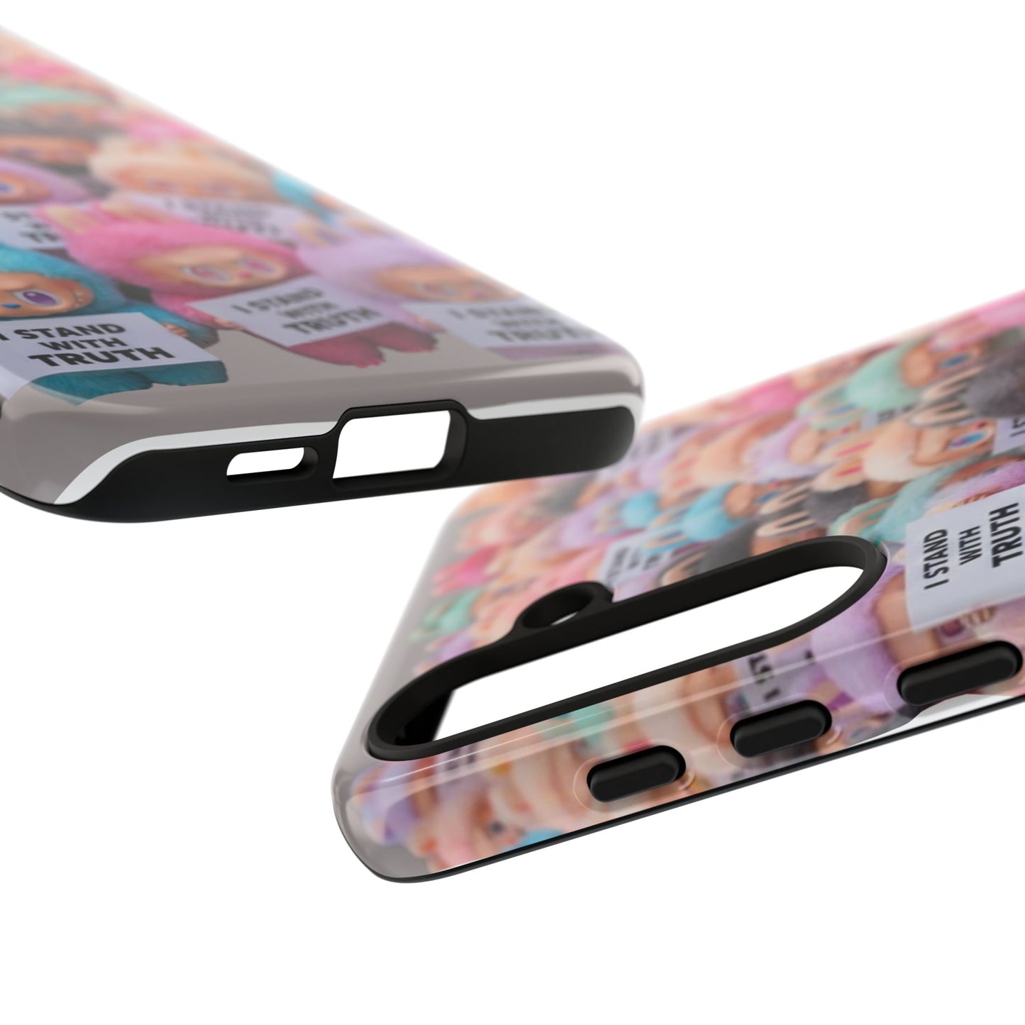 Cute Labubu  Phone Case — "I Stand With Truth" Pastel Doll Design