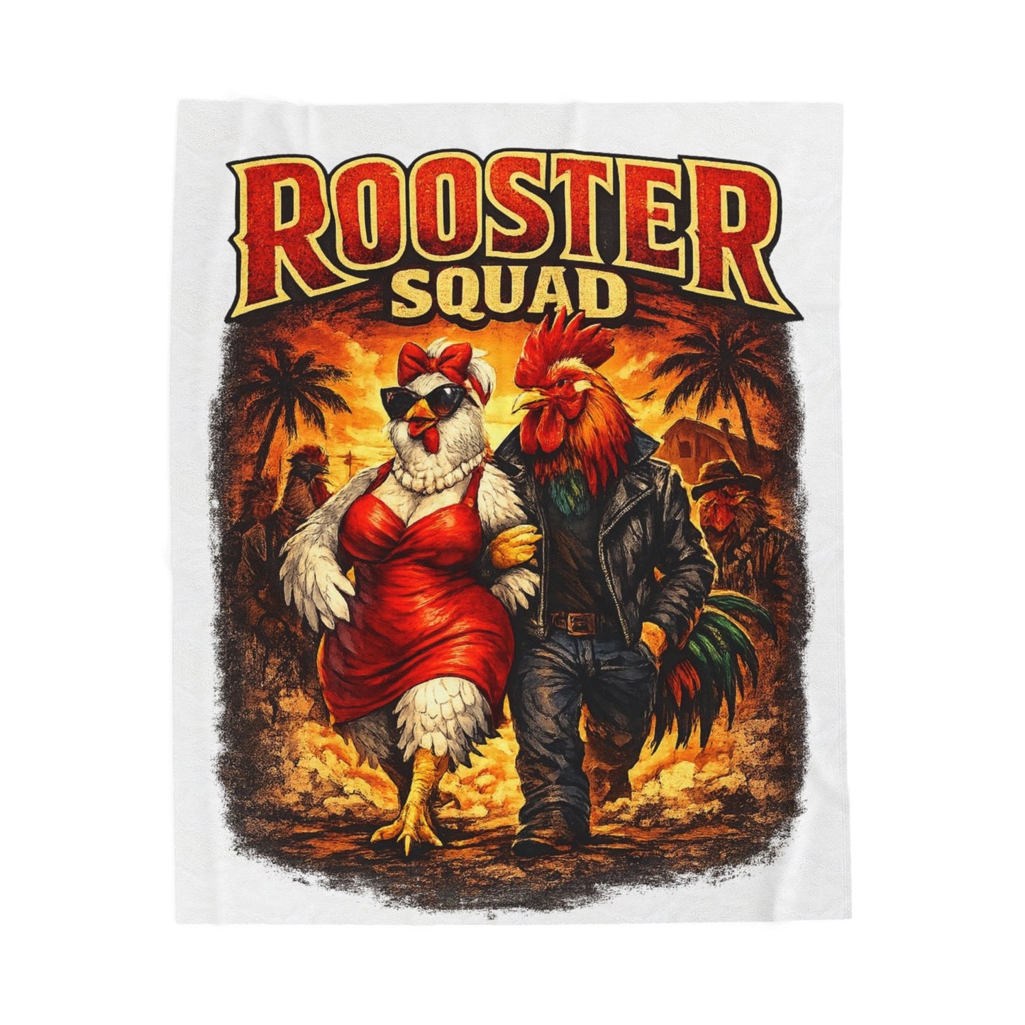 Rooster Squad Velveteen Plush Blanket — Cozy Farmhouse Throw for Chicken Lovers