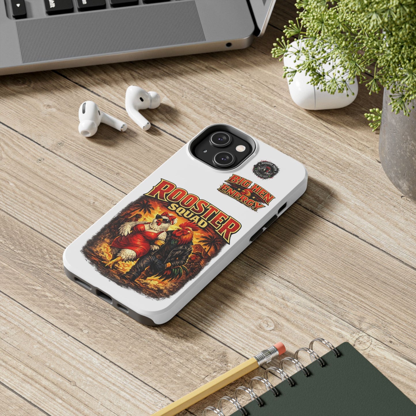 Rooster Squad Tough Phone Case – "Big Hen Energy" Retro Chicken Couple Design