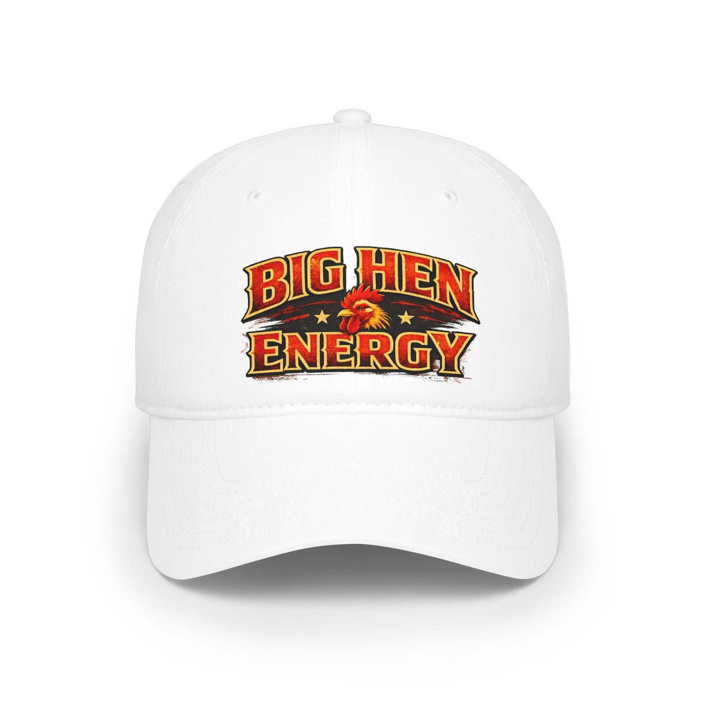 Big Hen Energy Baseball Cap — Embroidered Red Low Profile Hat