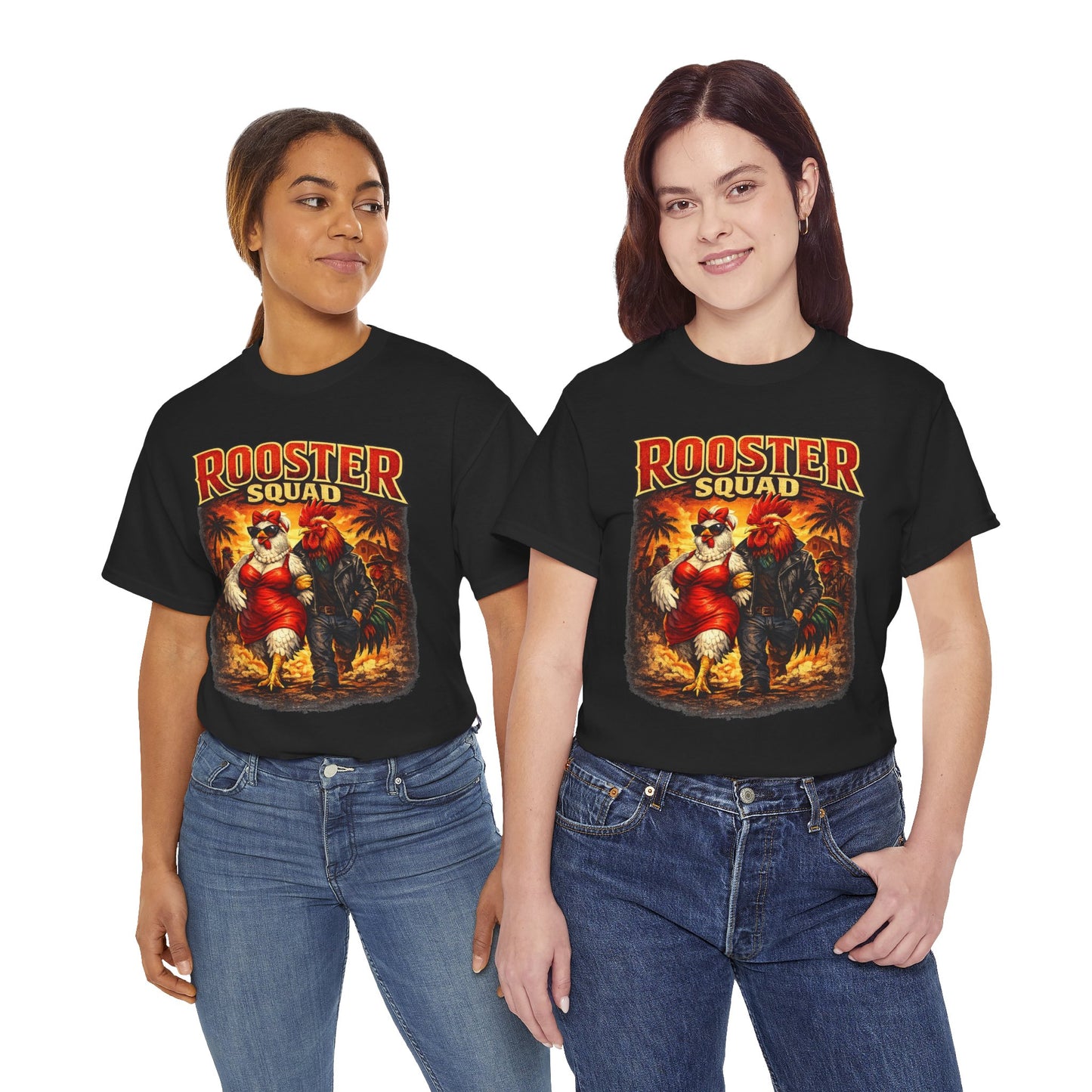 BIG ROOSTER ENERGY: Rooster Squad Vintage Graphic Tee – Retro Tropical Rooster Couple Shirt
