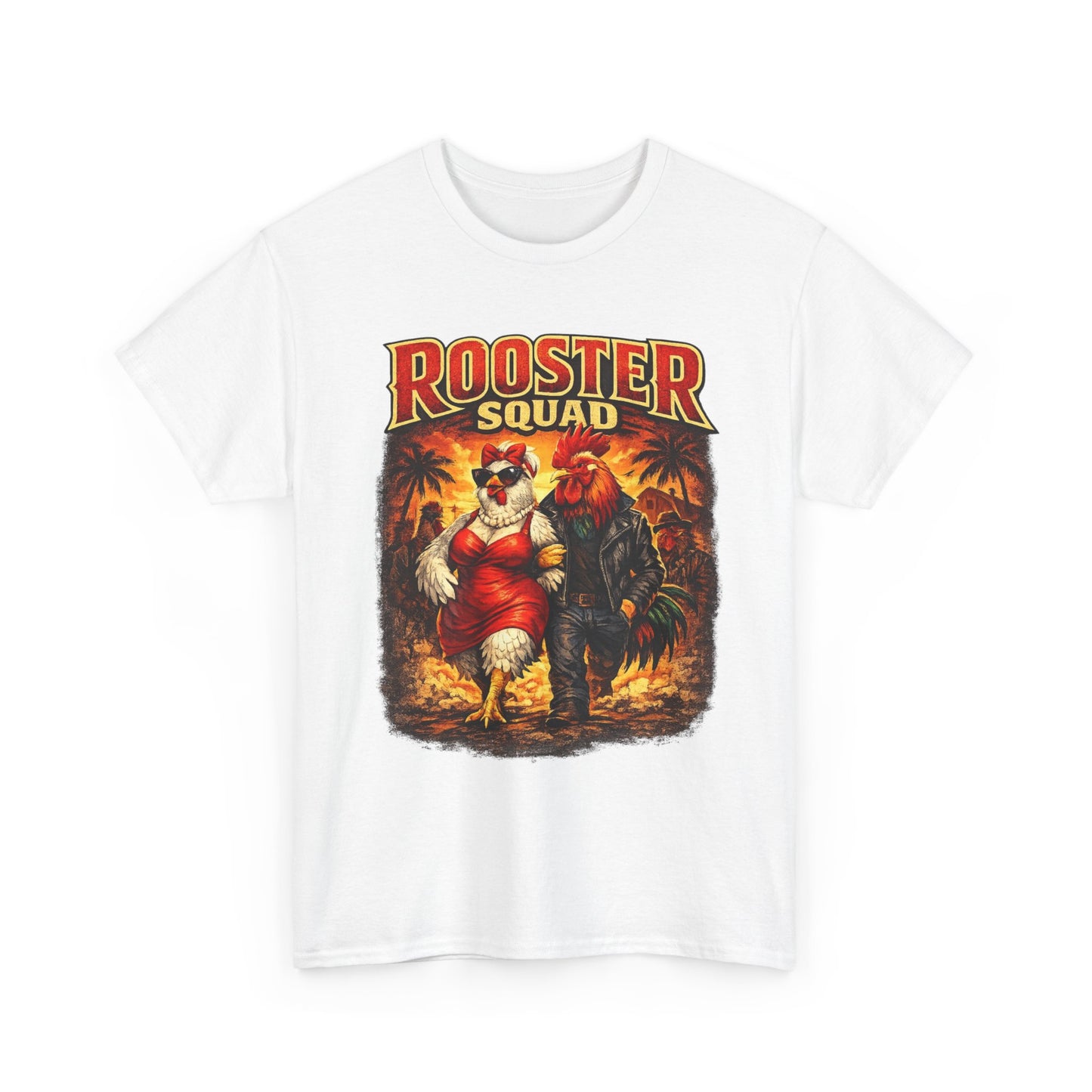 BIG ROOSTER ENERGY: Rooster Squad Vintage Graphic Tee – Retro Tropical Rooster Couple Shirt