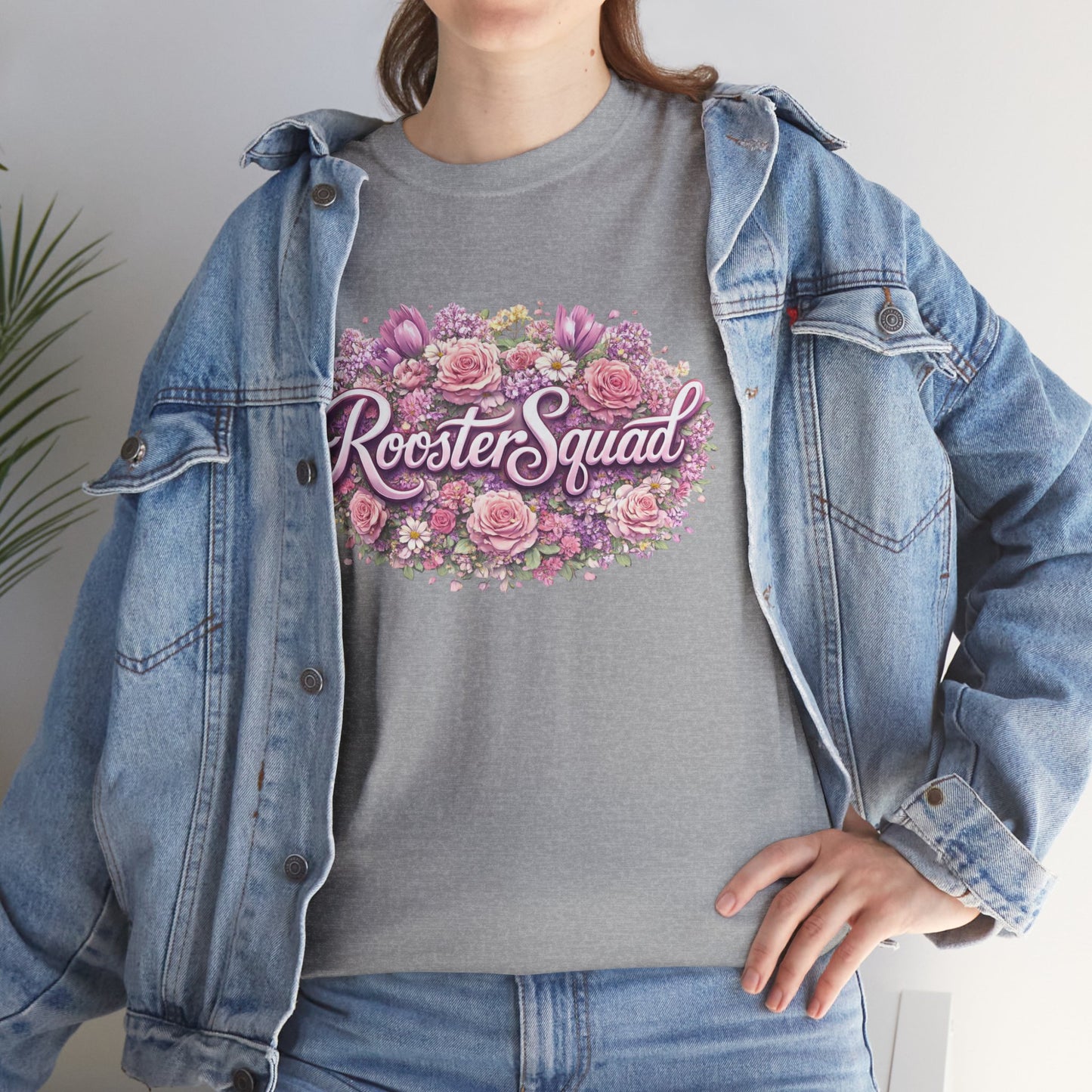 Rooster Squad Floral Tee — Vintage Pink Floral Graphic Shirt
