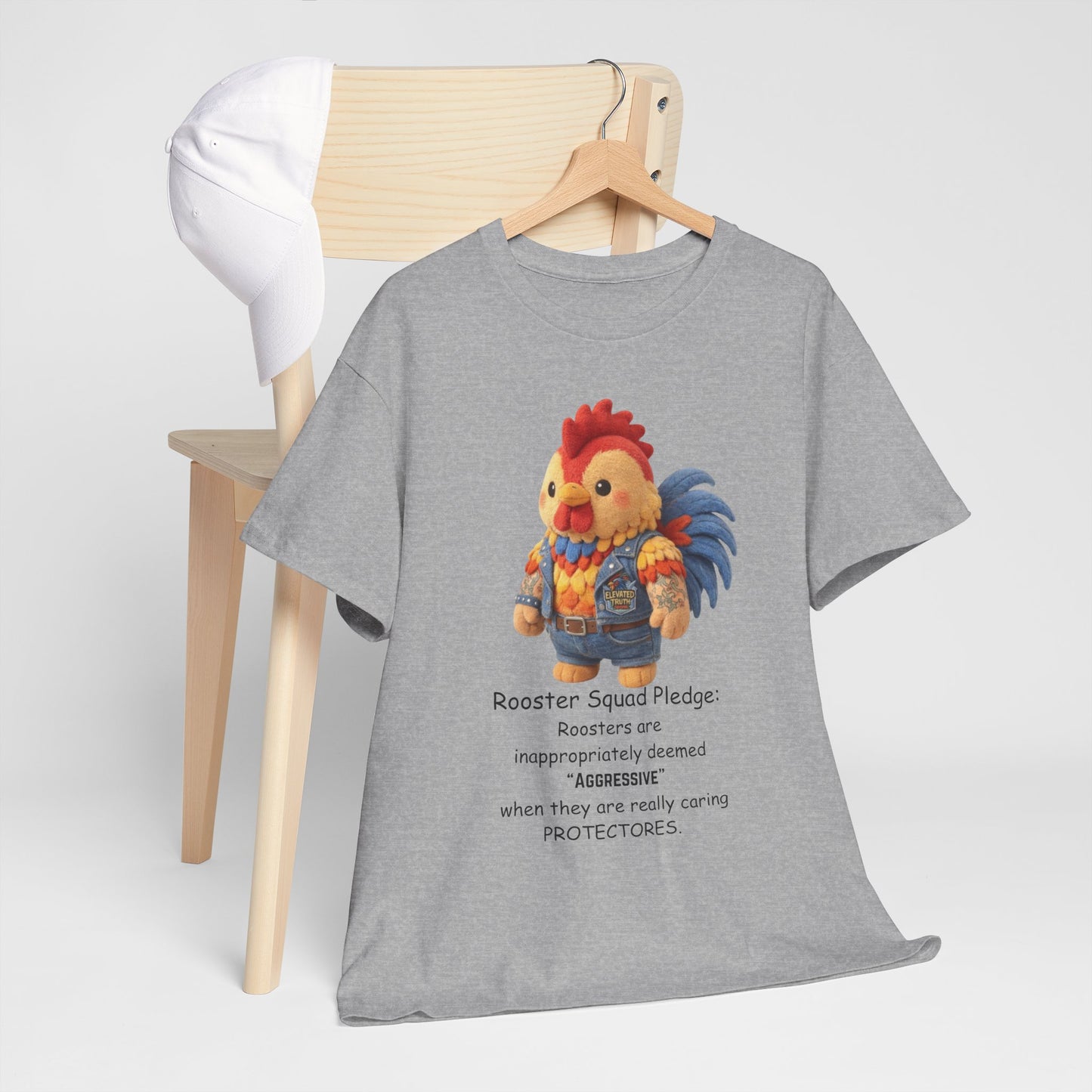 Rooster Squad Pledge T‑Shirt — Cute Protective Rooster Illustration Tee