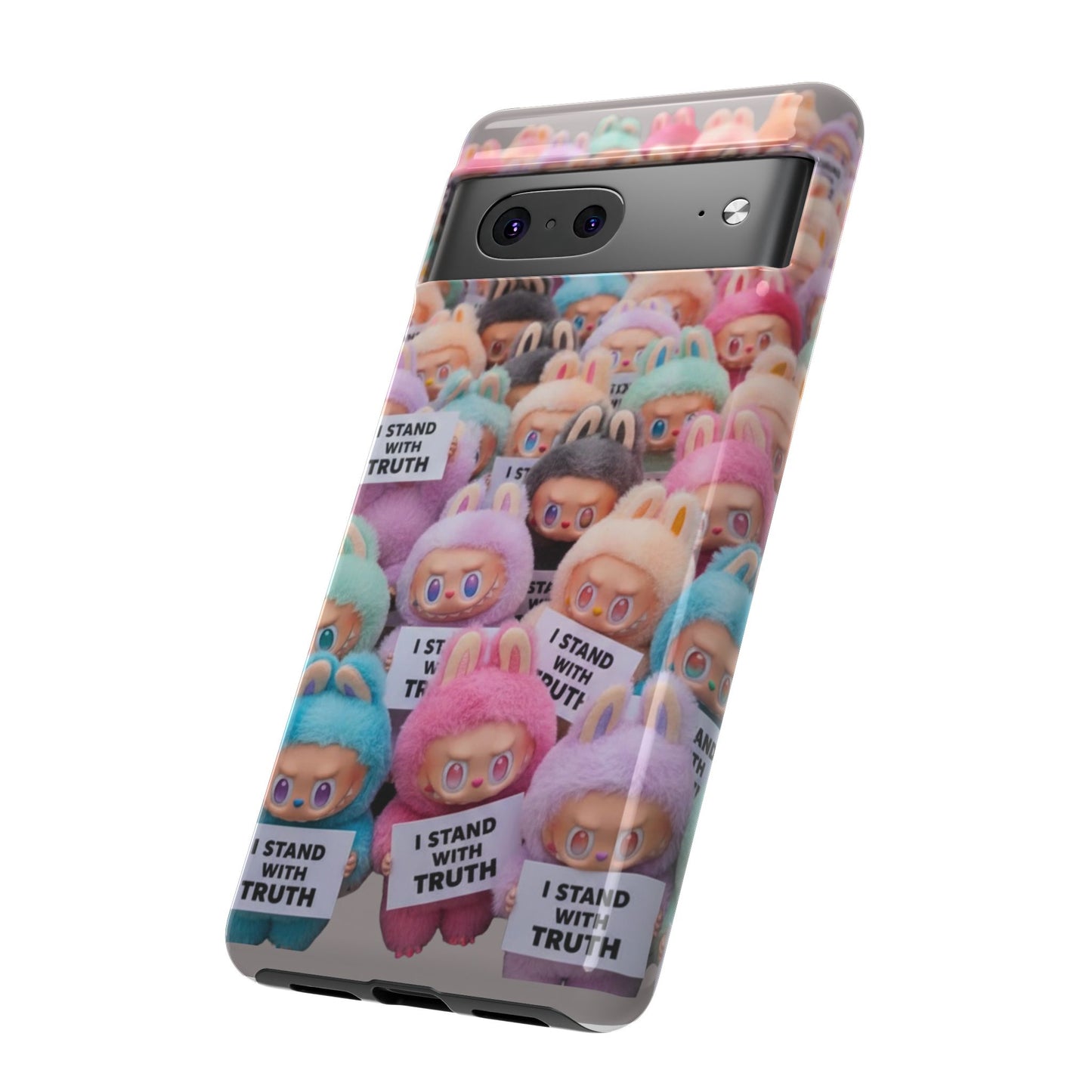 Cute Labubu  Phone Case — "I Stand With Truth" Pastel Doll Design