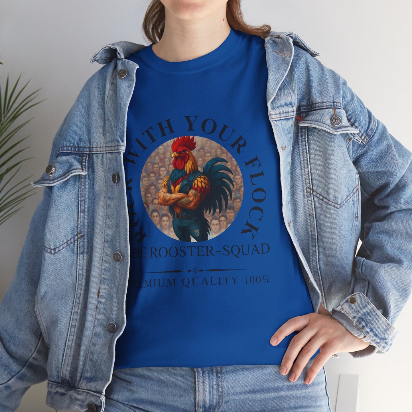 Rooster Squad Tee — "Rock With Your Flock" Vintage Rooster Graphic T-Shirt