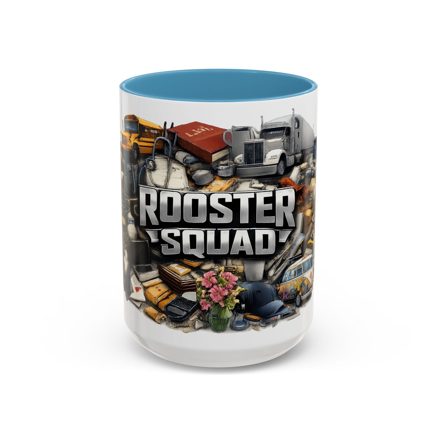 Rooster Squad Accent Coffee Mug — 'Rooster Squad, Loud and Proud' Bright Ceramic Mug