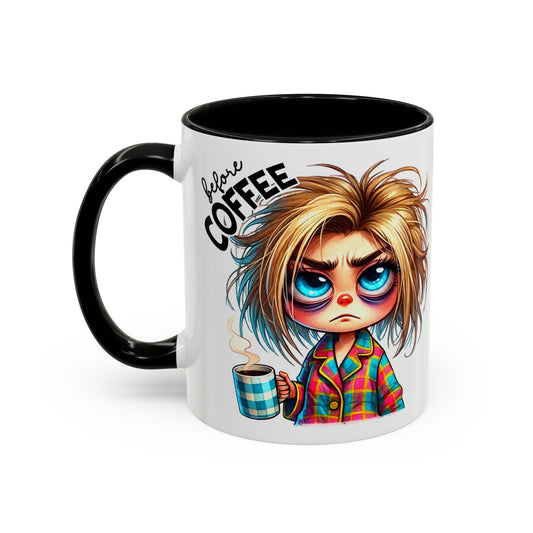 Accent Coffee Mug — Cute Blonde 'Fully Caffeinated' Coffee Lover Gift (11/15 oz)