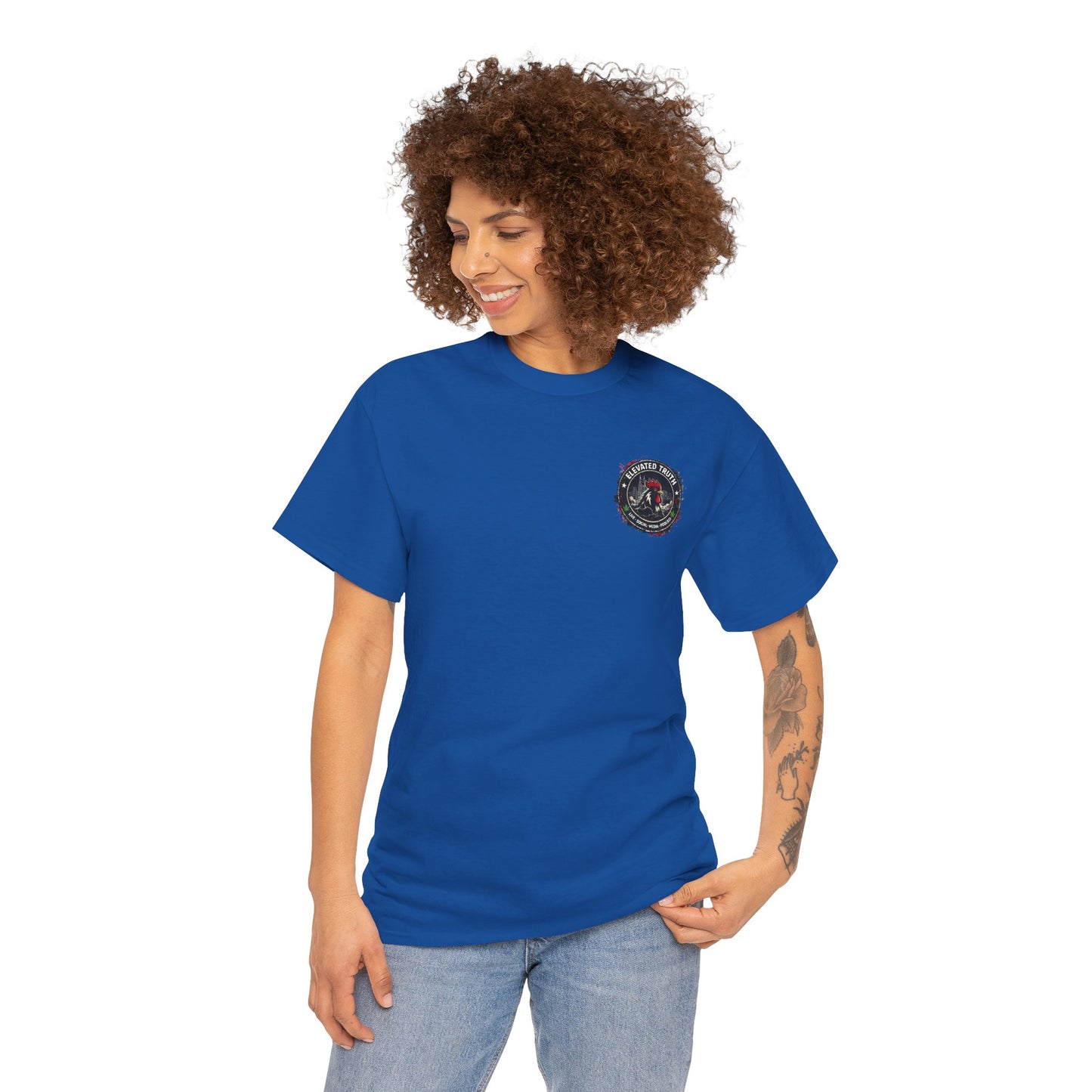 Rooster Squad Graphic Tee — Vintage Firefighter-Style Back Print