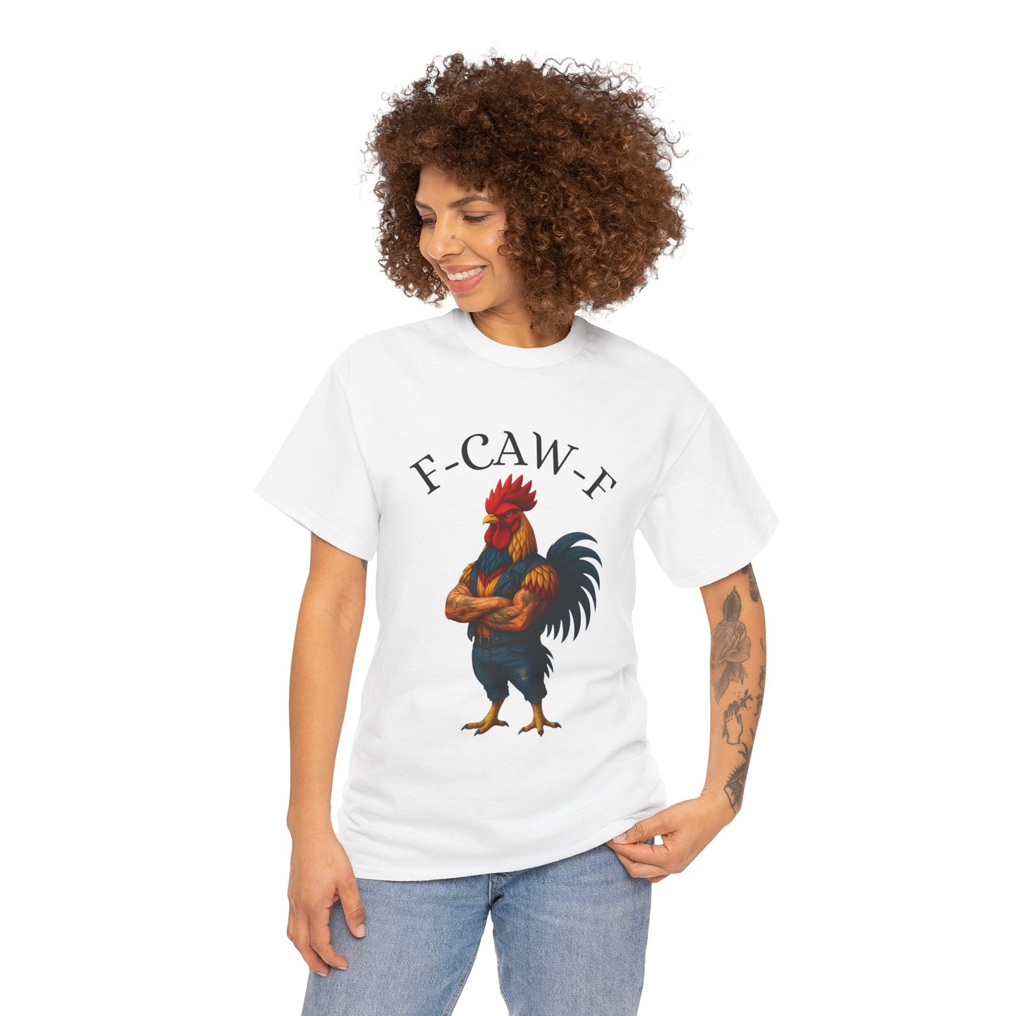F-CAW-F Rooster Graphic Tee — Funny Rooster Illustration Shirt