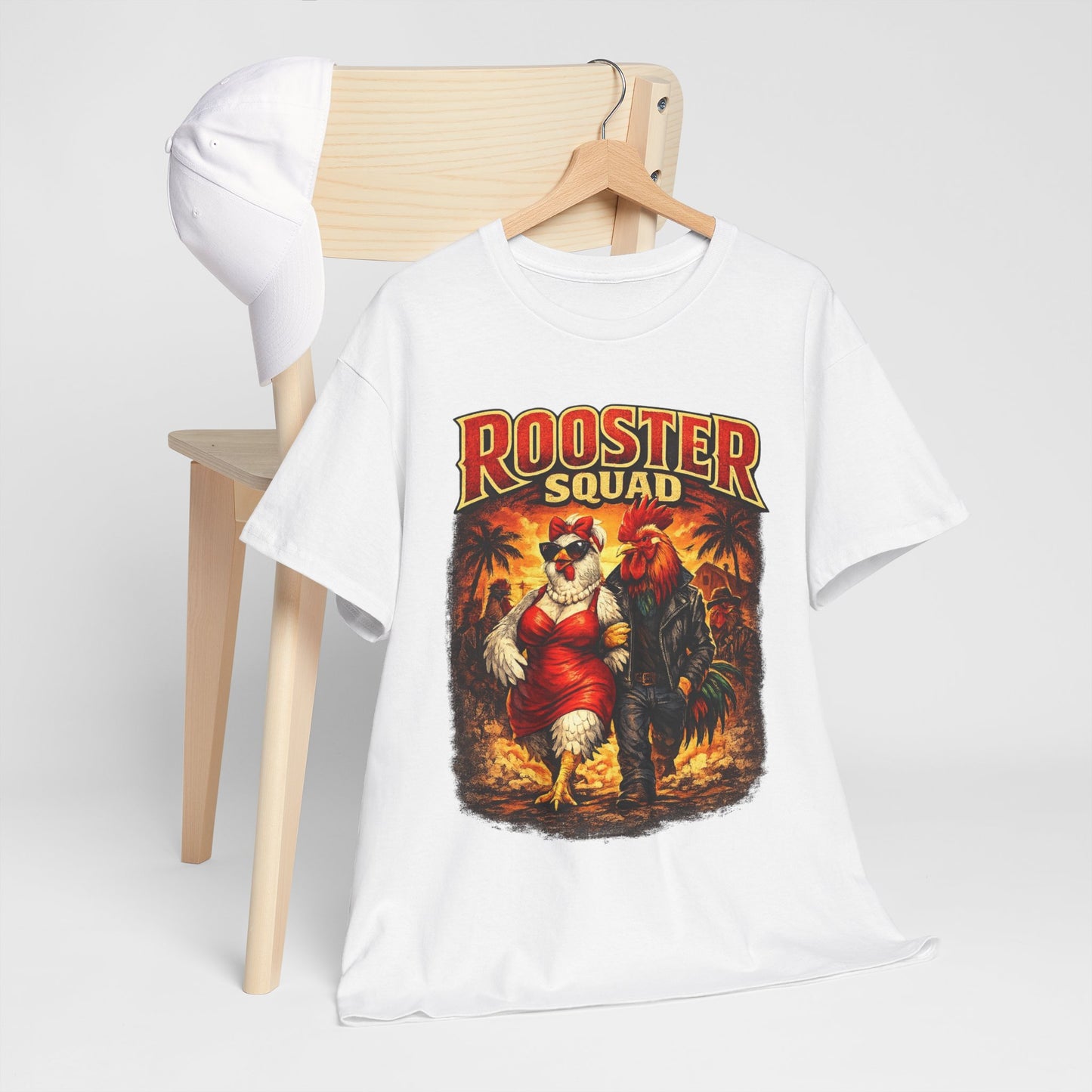 BIG ROOSTER ENERGY: Rooster Squad Vintage Graphic Tee – Retro Tropical Rooster Couple Shirt