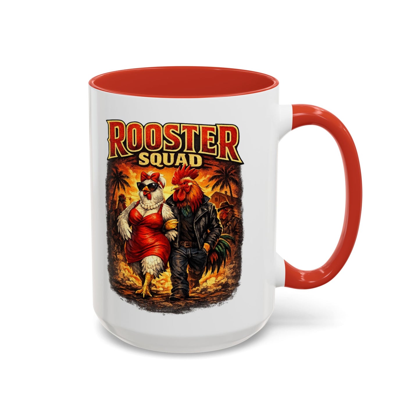 BIG ROOSTER ENERGY: Rooster Squad Coffee Mug – Retro Tropical Rooster Couple Accent Mug (11/15oz)