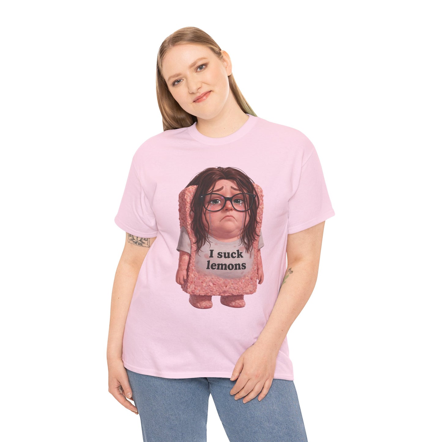 Graphic Tee — Cute Sad SPAM  Character with 'I suck lemons' Slogan
