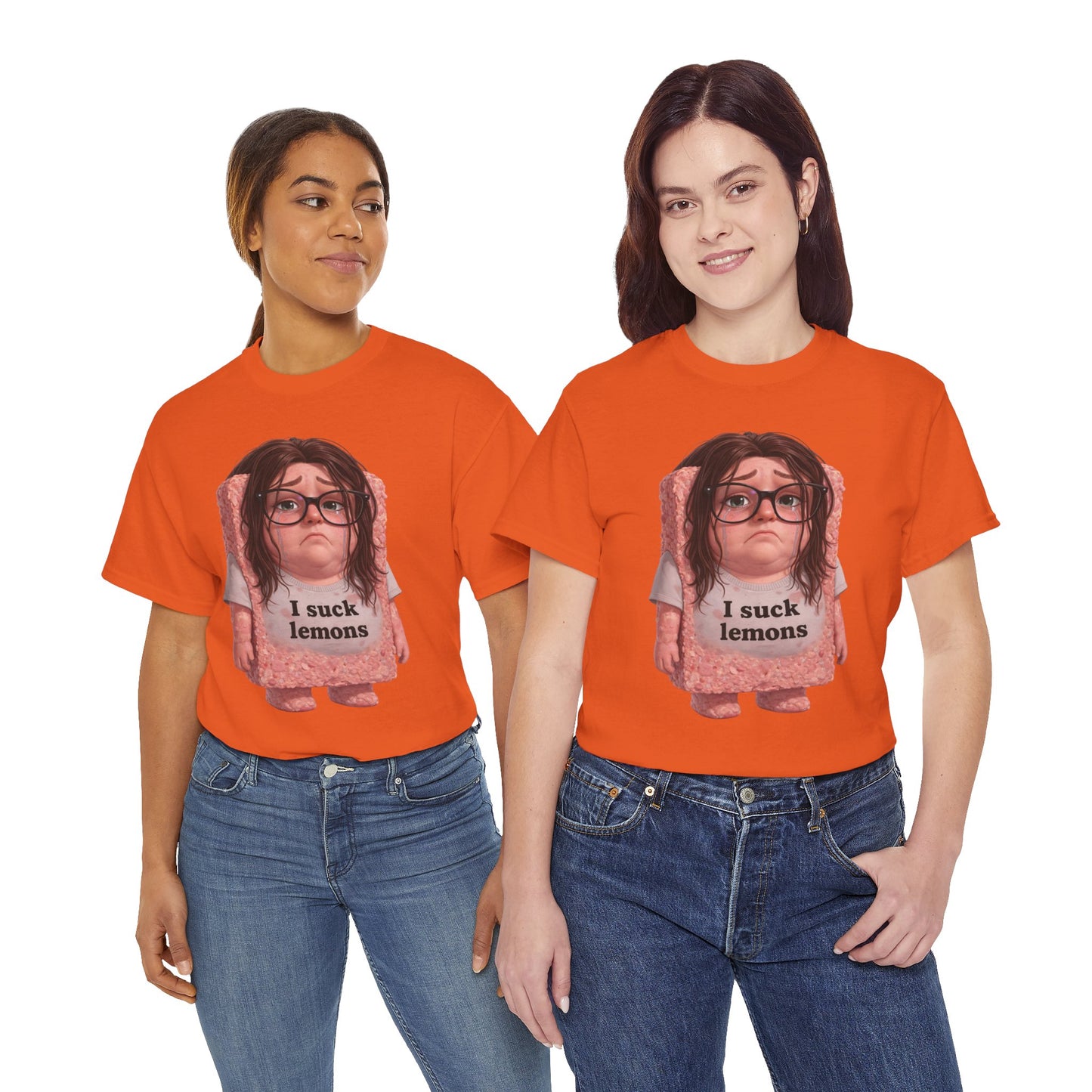 Graphic Tee — Cute Sad SPAM  Character with 'I suck lemons' Slogan