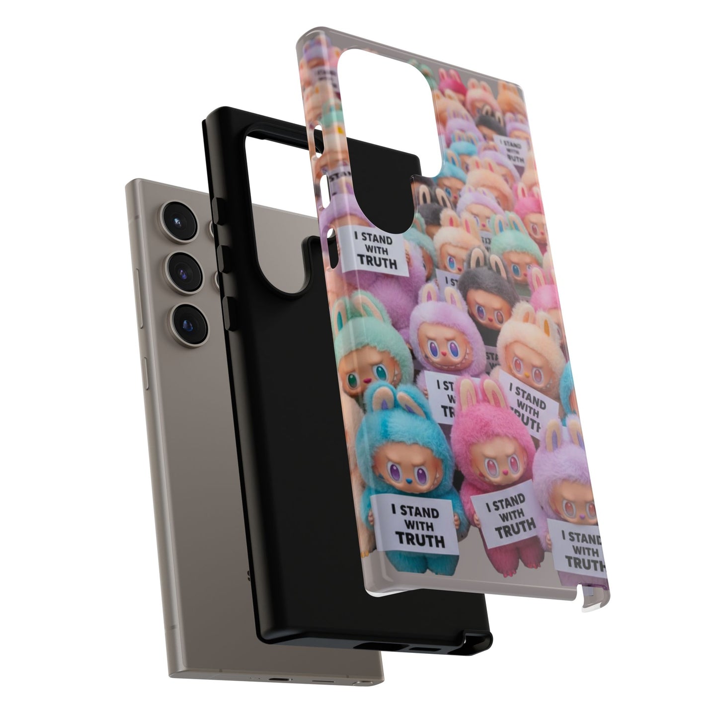 Cute Labubu  Phone Case — "I Stand With Truth" Pastel Doll Design