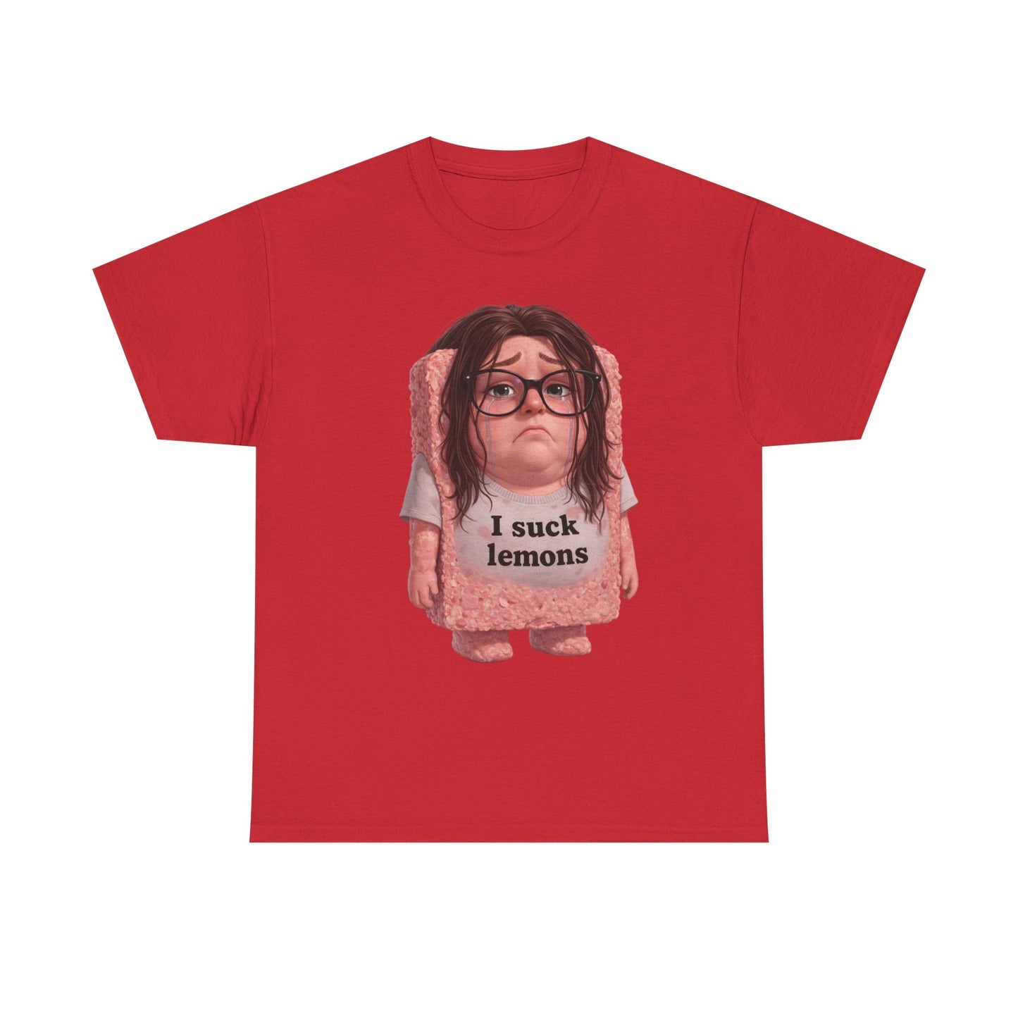 Graphic Tee — Cute Sad SPAM  Character with 'I suck lemons' Slogan