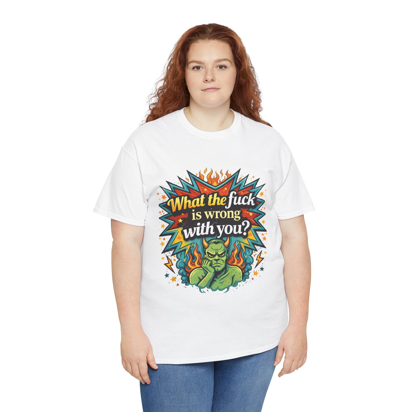 Graphic Tee — "What the F**k Is Wrong With You?" Retro Demon Design
