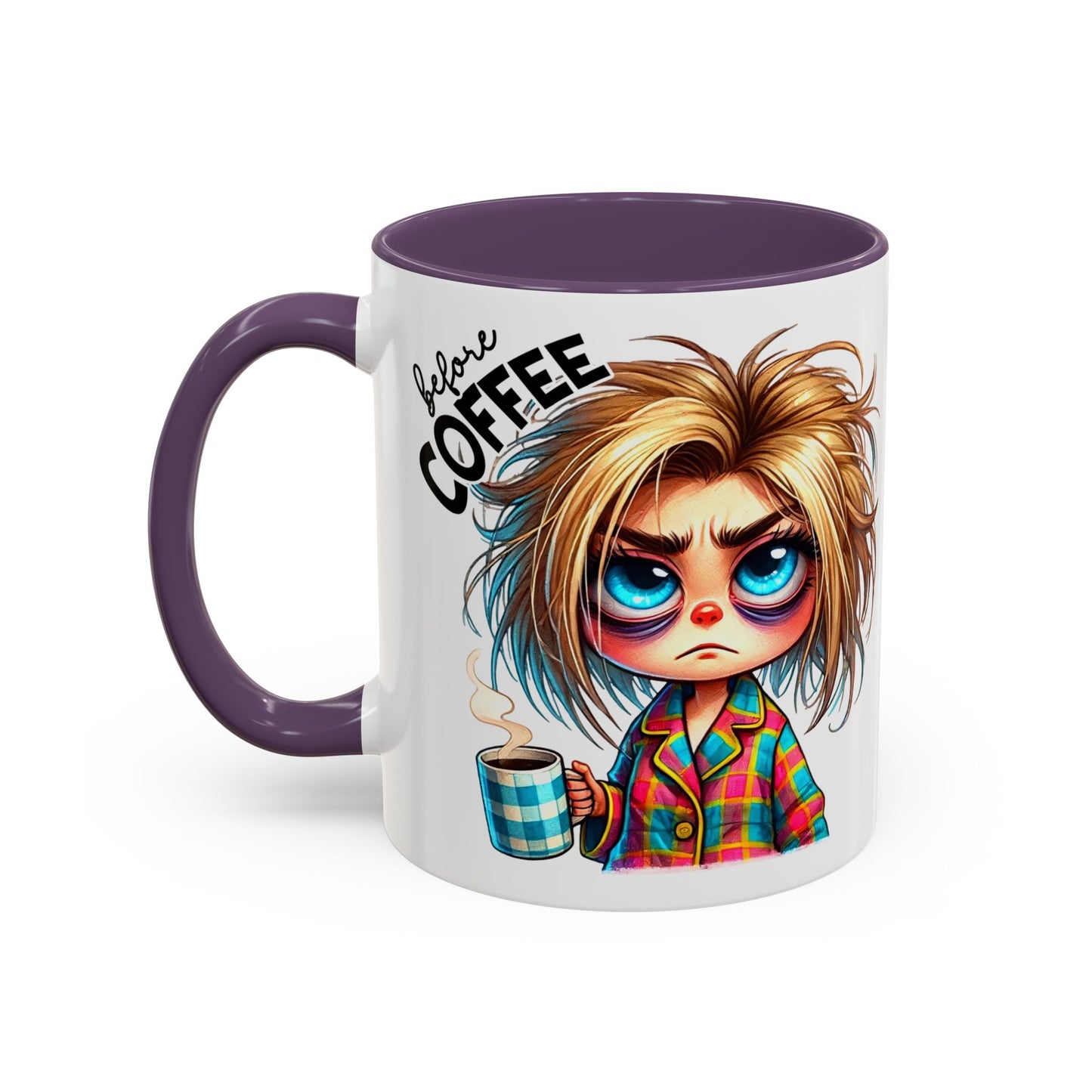 Accent Coffee Mug — Cute Blonde 'Fully Caffeinated' Coffee Lover Gift (11/15 oz)