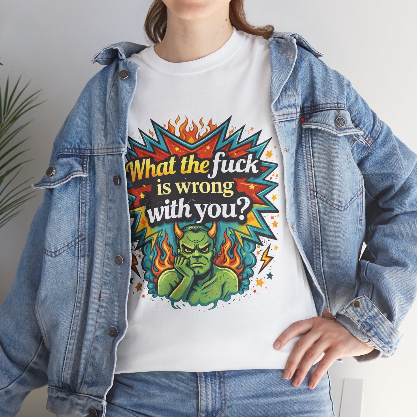 Graphic Tee — "What the F**k Is Wrong With You?" Retro Demon Design