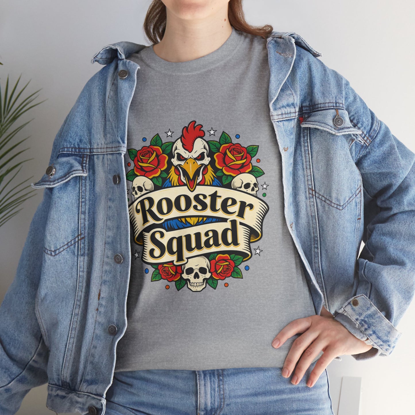 Rooster Squad T-Shirt — Vintage Tattoo Floral Rooster Tee