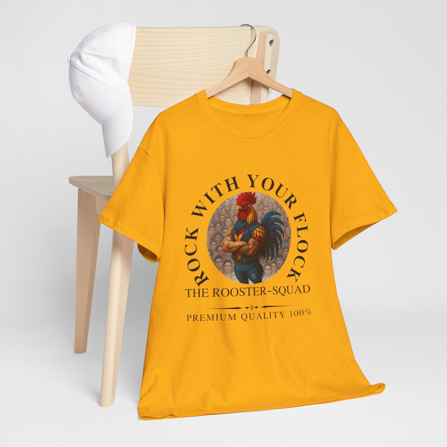 Rooster Squad Tee — "Rock With Your Flock" Vintage Rooster Graphic T-Shirt