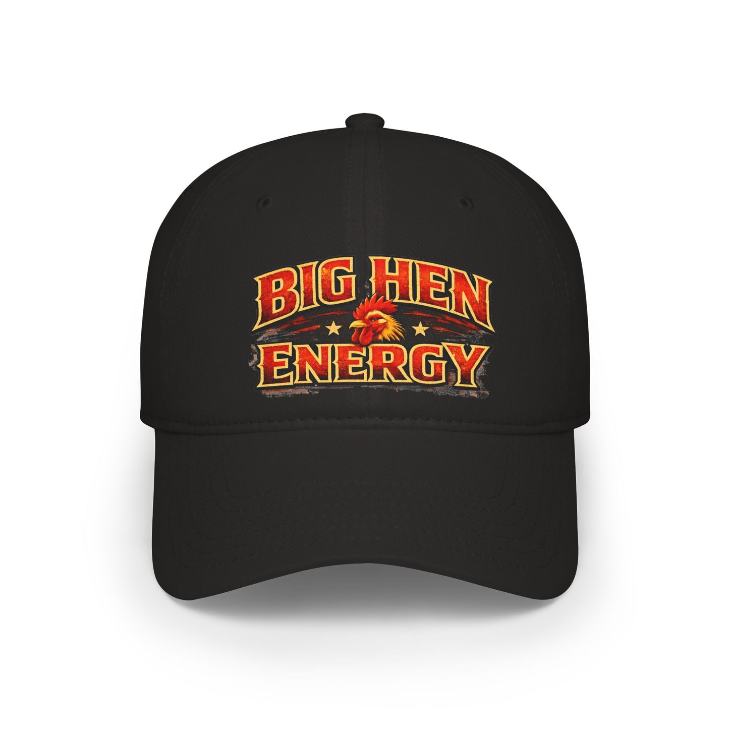 Big Hen Energy Baseball Cap — Embroidered Red Low Profile Hat