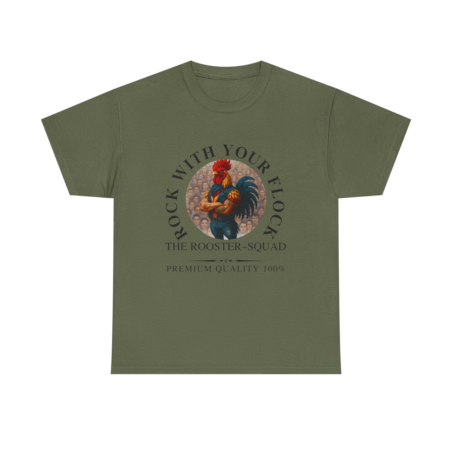 Rooster Squad Tee — "Rock With Your Flock" Vintage Rooster Graphic T-Shirt