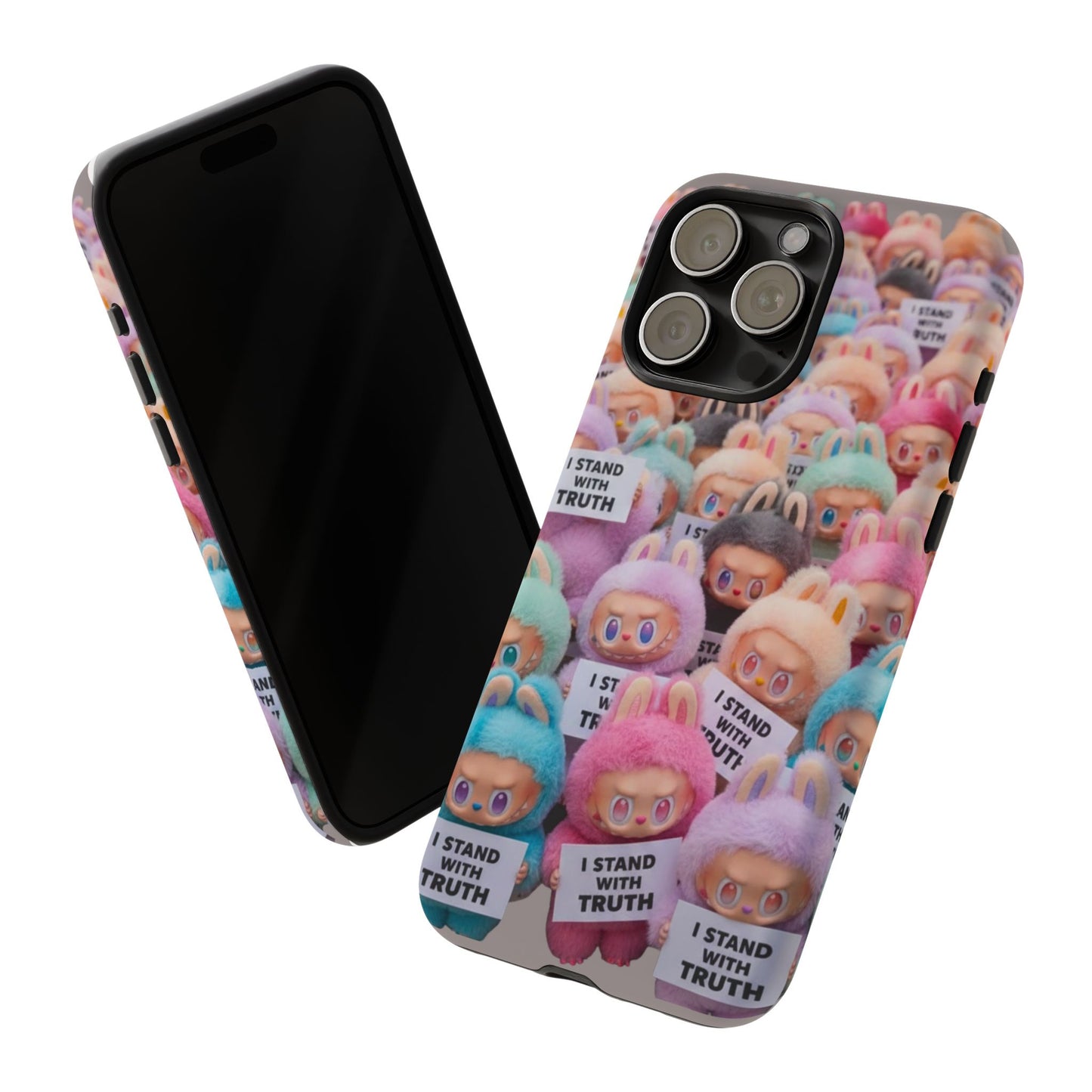 Cute Labubu  Phone Case — "I Stand With Truth" Pastel Doll Design