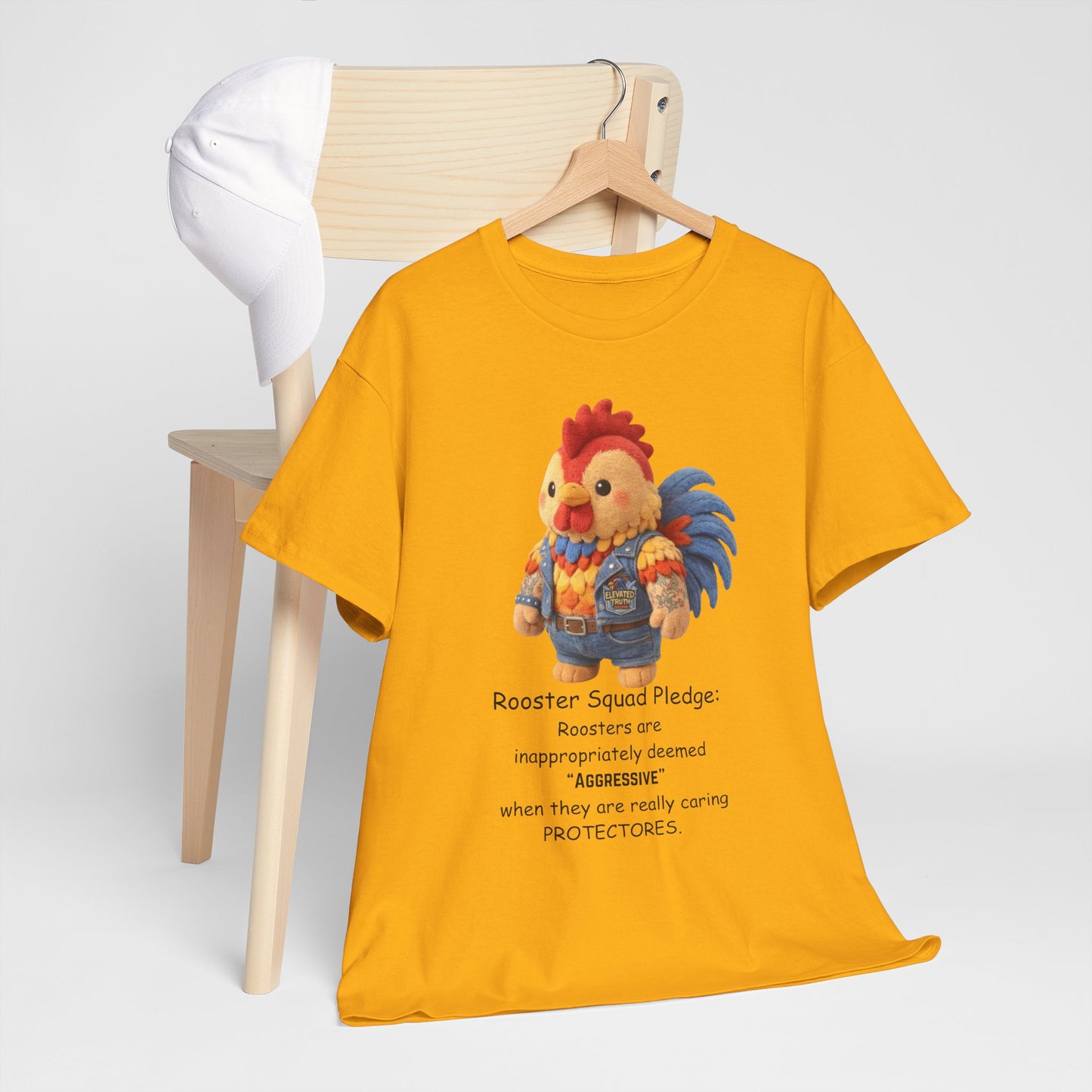 Rooster Squad Pledge T‑Shirt — Cute Protective Rooster Illustration Tee