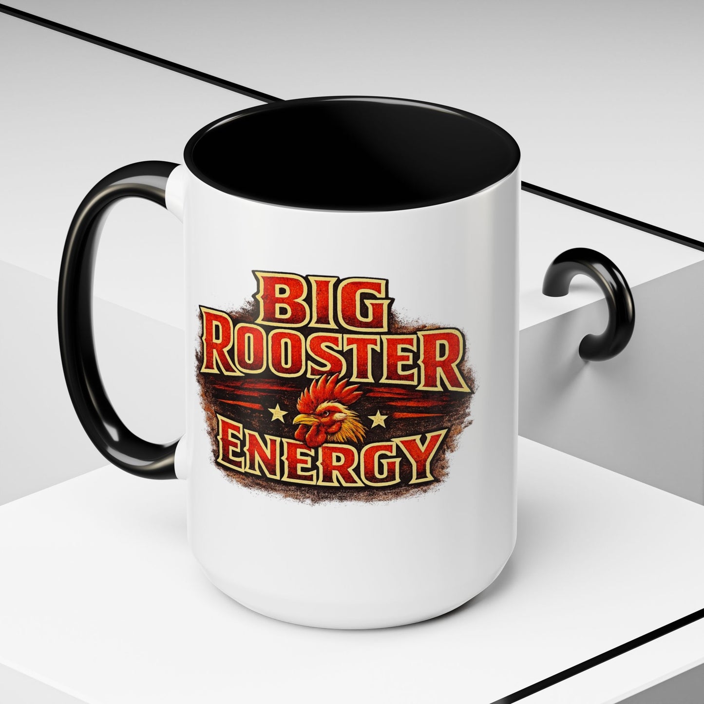 BIG ROOSTER ENERGY: Rooster Squad Coffee Mug – Retro Tropical Rooster Couple Accent Mug (11/15oz)