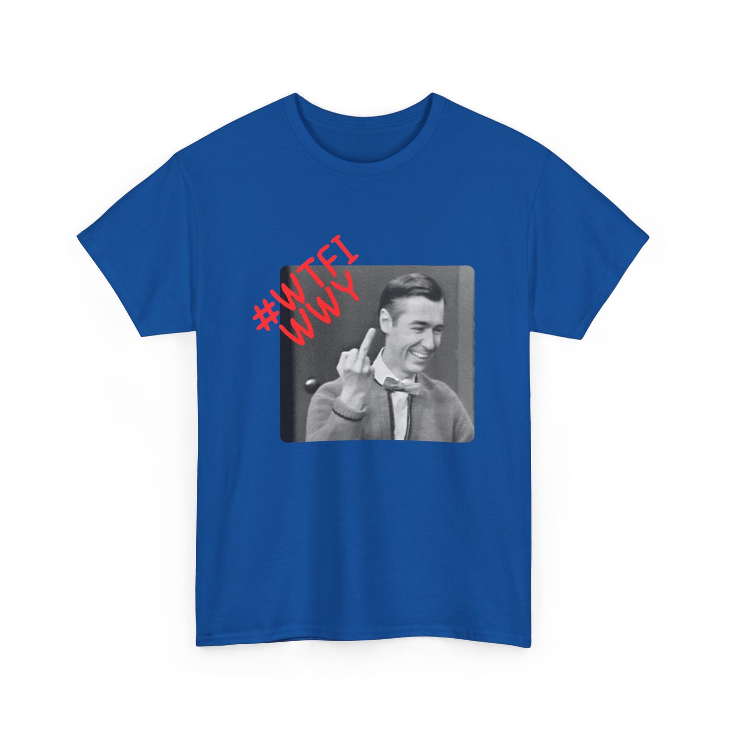 WTFIWWY Vintage Mr. Rodger Flip Tee — Retro Graphic T-Shirt