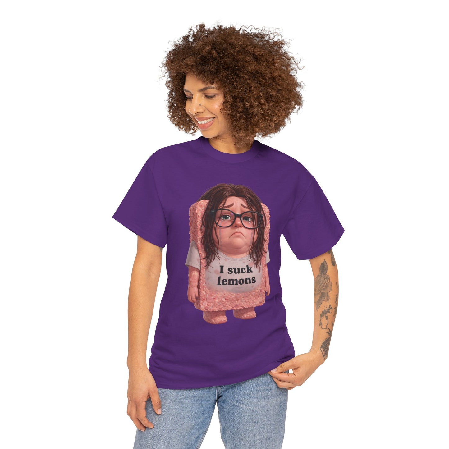 Graphic Tee — Cute Sad SPAM  Character with 'I suck lemons' Slogan